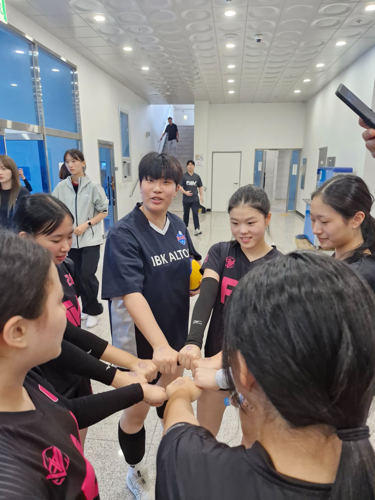 Team huddle before a match